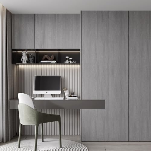 Haimin Wallpaper 24" x 393" Wood Contact Paper Peel and Stick Vinyl Roll - color: Grey (04)