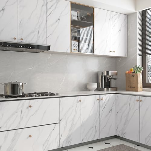ICOOP White Grey Countertop Contact Paper Marble Contact Paper 15.8"×120" - color: White and Grey, size: 15.8" x 120"