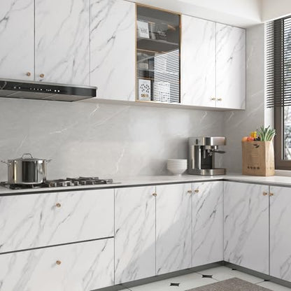 ICOOP White Grey Countertop Contact Paper Marble Contact Paper 15.8"×120" - color: White and Grey, size: 15.8" x 120"
