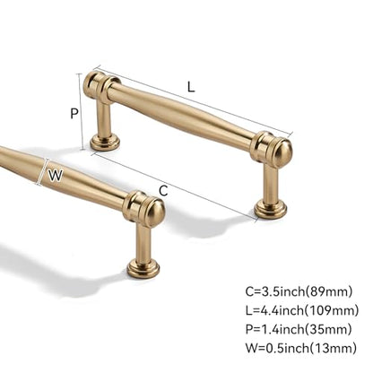 2 Pack 3-1/2 inch(89mm) Center to Center Champagne Bronze Cabinet Pulls Solid Cabinet Hardware Heavy-Duty Drawer Pulls Kitchen Handles for Cabinets Cupboard Handles - color: Champagne Bronze, size: 3-1/2 inch(89mm)Center to Center, style: 2 Pack