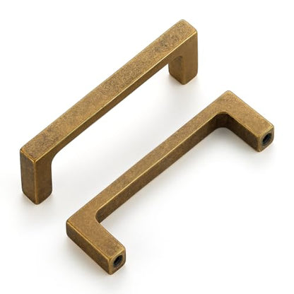 Ravinte Antique Brass Kitchen Cabinet Solid Handles,3-1/2 Inch,10 Pack - color: Antique Brass, size: 3-1/2 Inches Hole Center