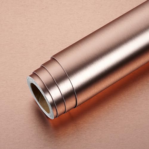 Livelynine 15.8x394 Metallic Wallpaper Peel and Stick Desk Wrap Champagne Pink Contact Paper for Desk Countertops Dorm Teacher Fridge Locker Wall Paper Waterproof Renter Friendly Counter Top Covers - size: 15.8" x 394"