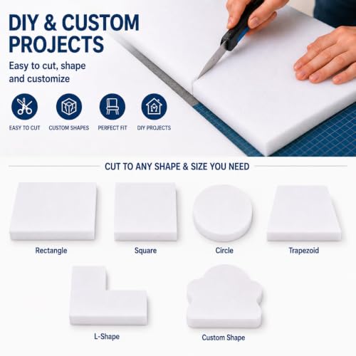 Firm High Density Upholstery Foam Cushion Pad 30ILD 1 x 24 x 72 Inch