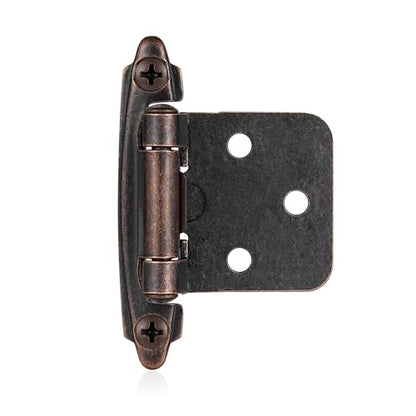 Oil Rubbed Bronze (Antique) Cabinet Hinges, 1/2” Overlay, 4 Pack - color: Antique Copper, size: 1/2 Inch Overlay