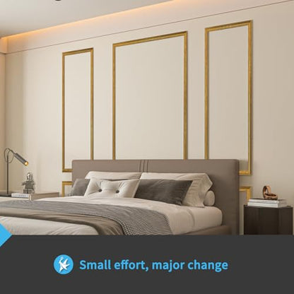Art3d Pre-Cut Wall Molding Set of 6 pcs, 3 Top 3 Bottom, Antique Gold - color: Antique Gold: Style 1