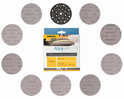 Mirka Abranet 5 Inch Assortment Mesh Sanding Discs, Hook and Loop, 10 Pack - size: Assortment