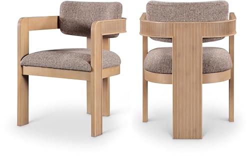 Meridian Furniture Sacha Linen Blend Dining Chair, Brown, Set of 2 - color: Brown