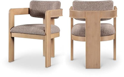 Meridian Furniture Sacha Linen Blend Dining Chair, Brown, Set of 2 - color: Brown