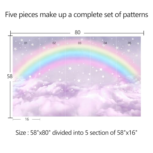 Children's Room Colorful Rainbow Peel-and-Stick Wallpaper 58"x80" - color: Zzsl-02, size: 58"x80"