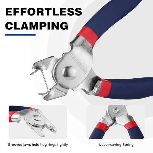 WORKPRO Bent Hog Ring Pliers with 500 Pcs 3/4" Hog Rings - style: Bent Hog Ring Pliers Set