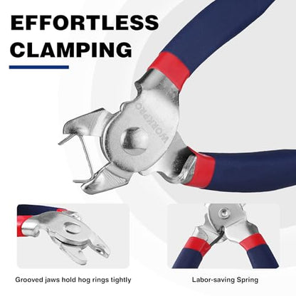 WORKPRO Bent Hog Ring Pliers with 500 Pcs 3/4" Hog Rings - style: Bent Hog Ring Pliers Set