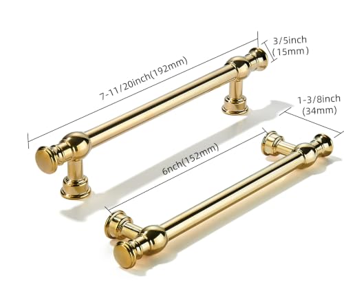 khtumeware Handmade 100% Solid Real Brass Unlacquered Brass Cabinet Pulls - size: 6 Inch Hole Center