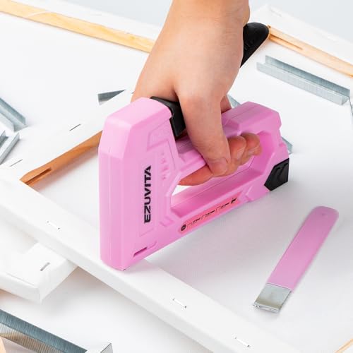 Light Duty Staple Gun for Wood, Pink Upholstery Staple Gun Kit - color: Pink