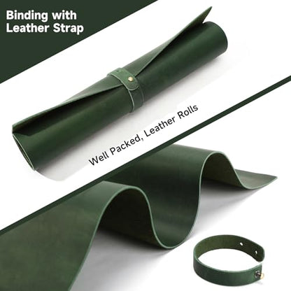 12''X24'' Genuine Leather Sheets - Tooling Leather Fabric Pieces for Crafts, Full Grain Leather Hide Material(Green, 2mm Thick) (Green, 12"X24") - color: Green