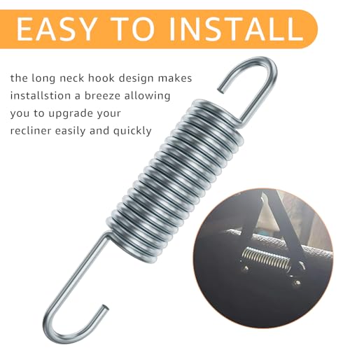 3-5/8 Inch Replacement Recliner Chair Mechanism Furniture Tension Springs Long Neck Style ，Long Neck Hook Style-Recliner Replacement Parts-3.46 Inch Inside Hook to Hook (Silver White 2Pcs) - size: 3-5/8 in 2Pcs