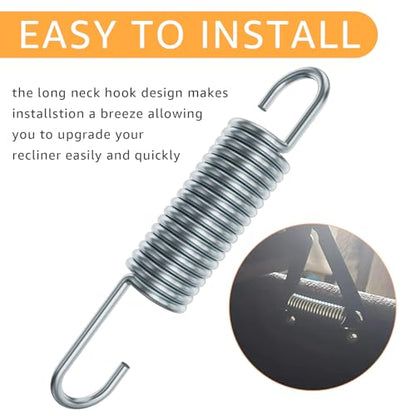 3-5/8 Inch Replacement Recliner Chair Mechanism Furniture Tension Springs Long Neck Style ，Long Neck Hook Style-Recliner Replacement Parts-3.46 Inch Inside Hook to Hook (Silver White 2Pcs) - size: 3-5/8 in 2Pcs