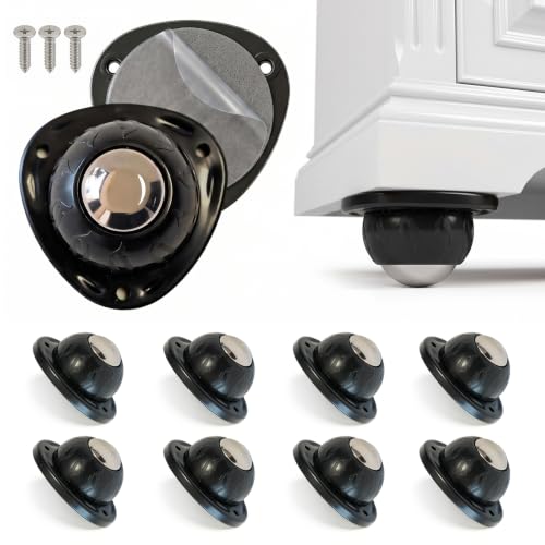 Heavy Duty Self Adhesive Furniture Casters 8 Pack Stick-On Swivel Wheels - color: Black-8