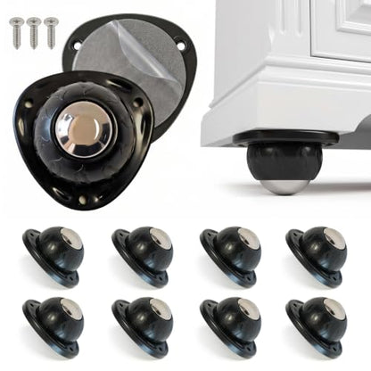 Heavy Duty Self Adhesive Furniture Casters 8 Pack Stick-On Swivel Wheels - color: Black-8