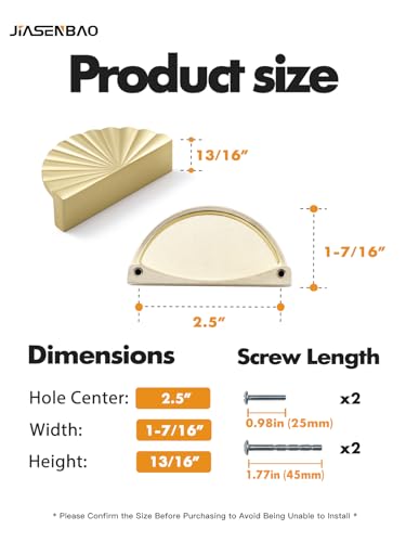 10 Pack Brushed Gold Cabinet Pulls 2.5" Hole Center Cup Flat Brass Drawer Pulls Kitchen Cupboard Bathroom Dresser Cabinet Hardware Handles Zinc Alloy - color: Brushed Gold, size: 2.5"(64mm) Hole Center