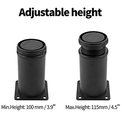 Set of 4 Adjustable Stainless Steel Furniture Legs 4 Inch Black - color: Black, size: 4 inch
