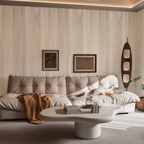 Boobest Large Size Wood Contact Paper 48"x354" Light Oak Wood Wallpaper - color: Gray, size: 48" x 354.3"