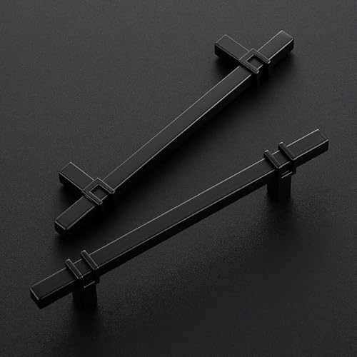 HOME EDIT 5 inch Black Cabinet Handles, 10 Pack Kitchen Cabinet Handles Matte Black Drawer Pulls Zinc Alloy Square Bar Kitchen Pulls - color: Black, size: 5 Inch Hole Center