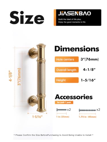 5 Pack Champagne Bronze Cabinet Pulls 3" Hole Center Brass Handles Drawer Pulls Closet Bathroom Vanity Dresser Hardware Zinc Alloy - color: Champagne Bronze, size: 3"(76mm) Hole Centers