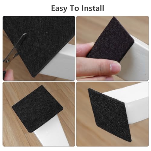 Felt Furniture Pads for Hardwood Floors Felt Pads for Chair Legs Yelanon - size: 24 pcs Black Square