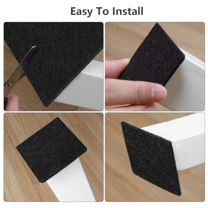 Felt Furniture Pads for Hardwood Floors Felt Pads for Chair Legs Yelanon - size: 24 pcs Black Square