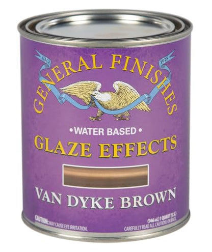 General Finishes Water Based Glaze Effects, 1 Quart, Van Dyke Brown - color: Van Dyke Brown, size: 1 Quart