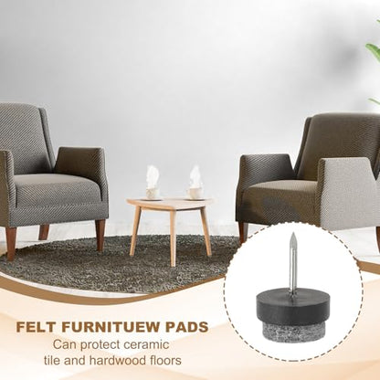 PATIKIL 17 mm Nail-on Felt Pads 40Pcs Round Felt Furniture Sliders Black - color: Black, size: 17 mm