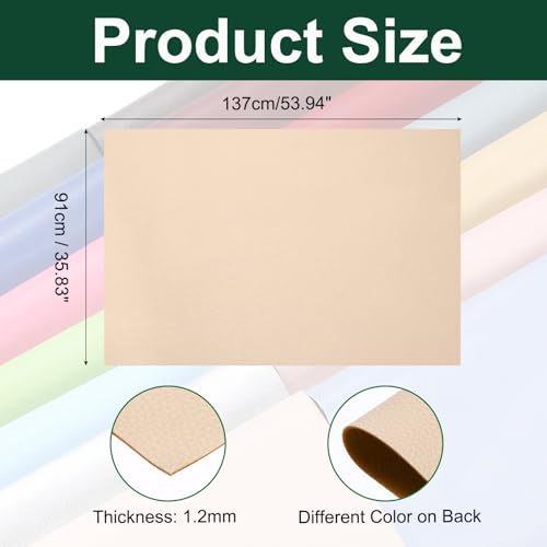 MECCANIXITY Faux Leather Fabric Sheets, 54x36 Inch Waterproof Solid Soft PU Synthetic Leather Sheet for Upholstery Replacement Renovate Furniture Bag Crafts DIY Sewings(Light Khaki) - color: Light Khaki