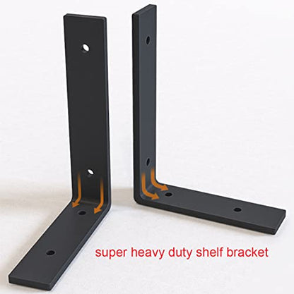 Heavy Duty Shelf Brackets 8 inch Rustic L Black Shelf Brackets 8 x 6 inches Metal Iron Industrial Shelf Bracket - L8 x H 6" x W 1.5" - 4 Pack - style: 8x6inch