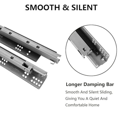 2 Pairs Undermount Drawer Slides Soft Close, 10 Inch Full Extension Bottom Mount Drawer Slides, Heavy Duty Cold Rolled Steel Hidden Drawer Sliders for 5/8" (16mm) Cabinet Board (10 in)