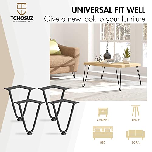 6 Inch Hairpin Table Legs 4 PCS Heavy Duty Mid-Century Modern Black - color: Black, size: 6"/15cm