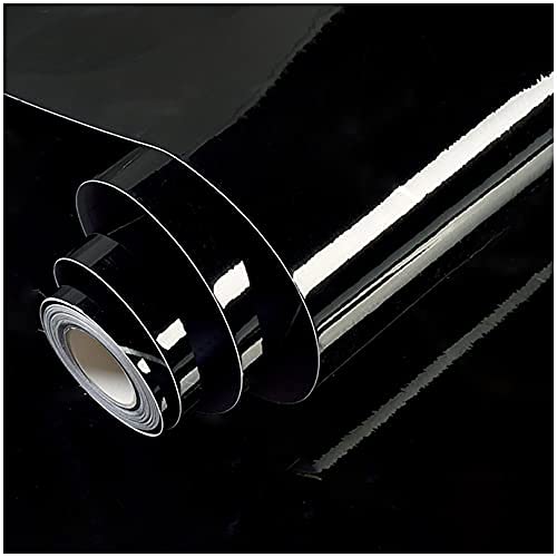tiltil Shiny Peel and Stick Wallpaper Black Contact Paper 15.8" × 393" - color: Black, size: 15.8" x 393"