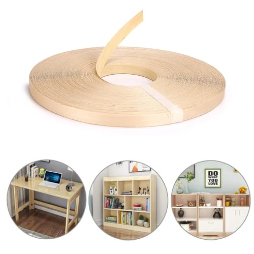 Skelang Birch 3/4" X 250' Roll Wood Veneer Edge Banding Preglued Iron-On with Hot Melt Adhesive Edgebanding Flexible Wood Tape - size: 3/4" x 250'