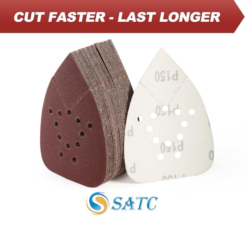 S SATC Mouse Sander Sandpaper 50PCS Mouse Sanding Pads 12 Holes Hook and Loop Sandpaper 150 Grit Detail Palm Sand Paper - style: 50 PCS 12 Hole 150 Grit