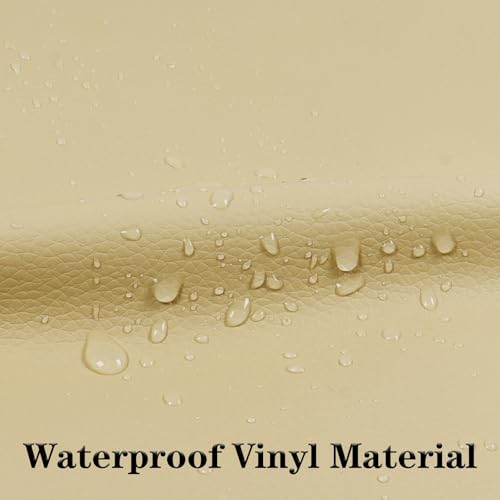 Marine Vinyl Fabric Waterproof Leather Material 55"×108" Beige - color: Beige, size: 108"×54"