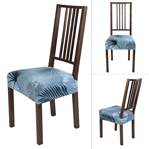 SearchI Dining Chair Seat Covers, Rear Covered(Blue Foliage, 4pcs) - color: Blue Foliage