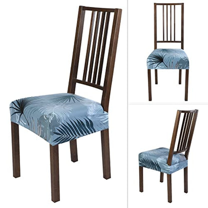 SearchI Dining Chair Seat Covers, Rear Covered(Blue Foliage, 4pcs) - color: Blue Foliage