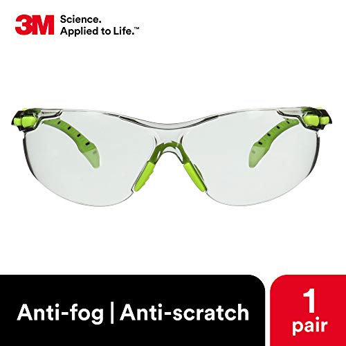 3M Safety Glasses, Solus 1000, Scotchgard Indoor/Outdoor Gray Lens - style: Gray I/O Lens, Green/Black Frame