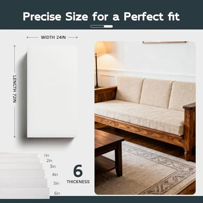 Vicatiful High Density Upholstery Foam - 3" x 24" x 72" Firm Foam Padding - size: 3" x 24" x 72"