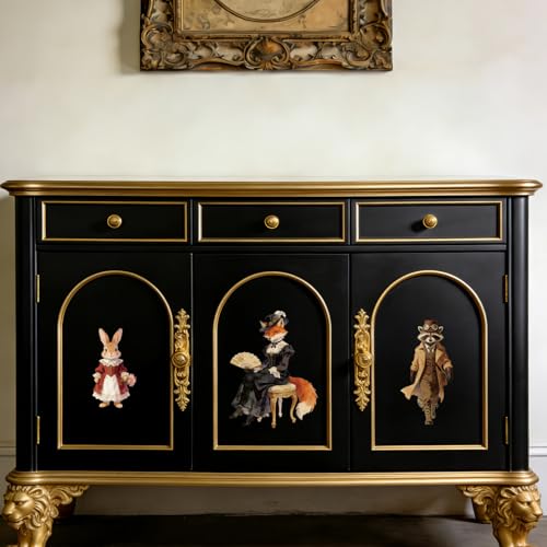 Peacoblue Victorian Animals Rub On Transfers for Furniture Craft 6"x12" - style: Retro Victorian Animals