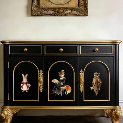Peacoblue Victorian Animals Rub On Transfers for Furniture Craft 6"x12" - style: Retro Victorian Animals