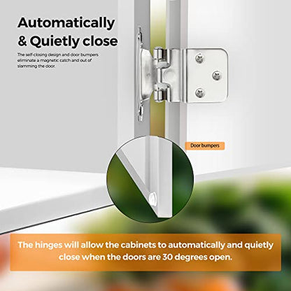 Ravinte 3/8" Inset Polished Chrome Cabinet Hinges 10 Pack (5 Pairs) - color: Polished Chrome