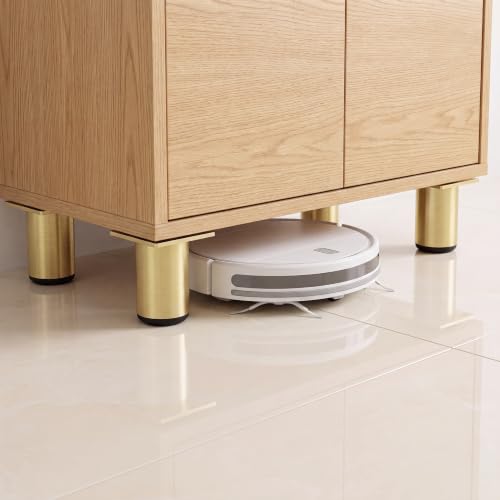 4 Pcs 2 Inch Round Adjustable Aluminum Alloy Furniture Legs, Heavy Duty Support for Cabinet Table Sofa Chair Bed Desk, Replacement Feet for Shelves & DIY Projects, Gold - color: Gold
