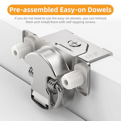 Chibery Non-Slow Close Regular Hinges, 1-3/8" Overlay Standard Concealed Cabinet Hinges for Face Frame Door, 2D Self Closing Hidden, 105° Opening, Easy-on Dowels ＆ Self-Tapping Wooden Screws, 4 Pack - size: 1-3/8 inch Overlay