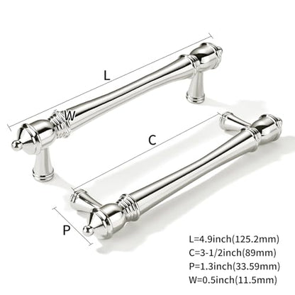 khtumeware 2 Pack 3-1/2 inch(89mm) Hole Center Virbant Polished Nickel Cabinet Pulls Heavy-Duty Solid Cabinet Hardware Drawer Pulls Hardware Suitable for Kitchens bathrooms and Dressing Tables - color: Polished Nickel, size: 3-1/2inch(89mm) hole center