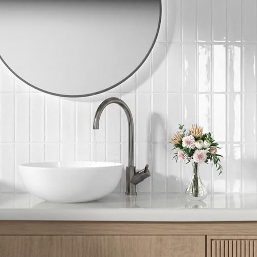 Peel and Stick Backsplash Tile for Kitchen, 10 Sheets, 11.42''x9'' - color: Pearl White